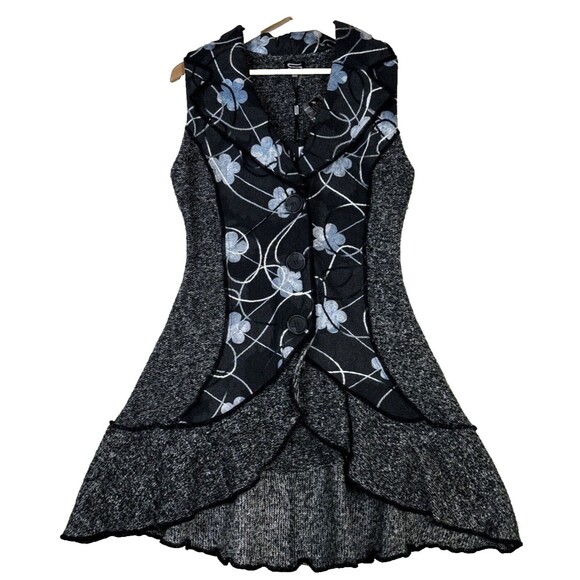 Sioni New‎ Womens Sz S Sweater Vest Artsy Floral Embroidered Button-up - Picture 1 of 13